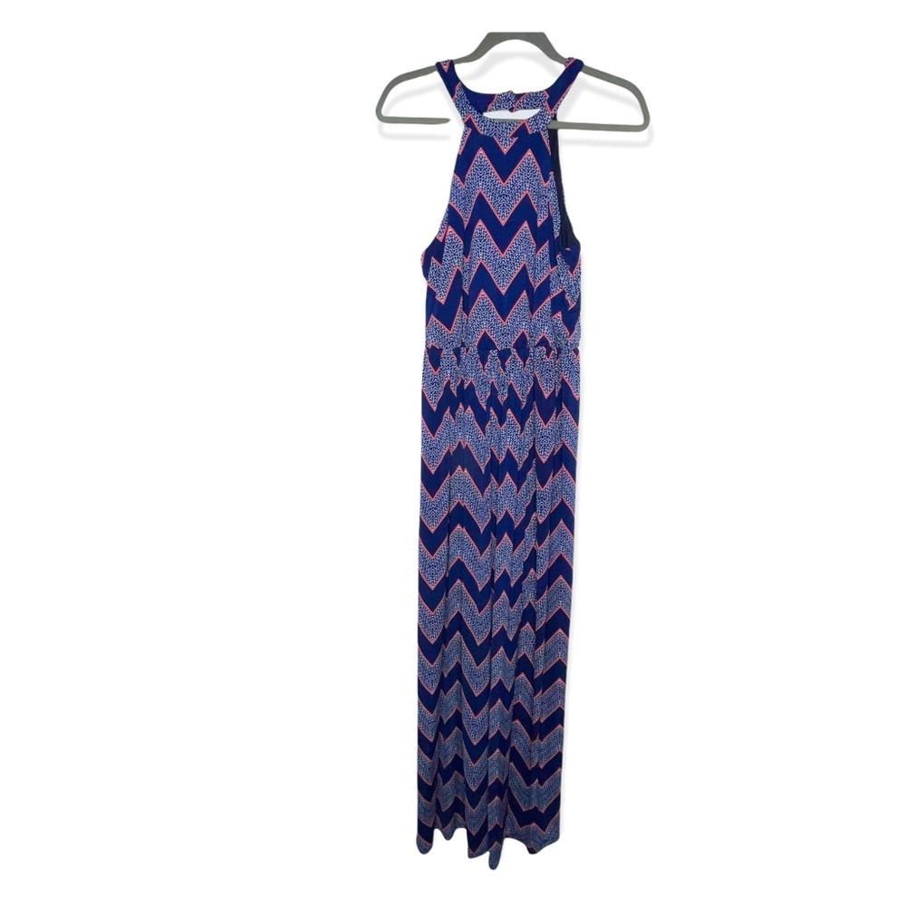 THREE PINK HEARTS BY TRIXXI Navy Blue & Coral Sleeveless Maxi Dress M